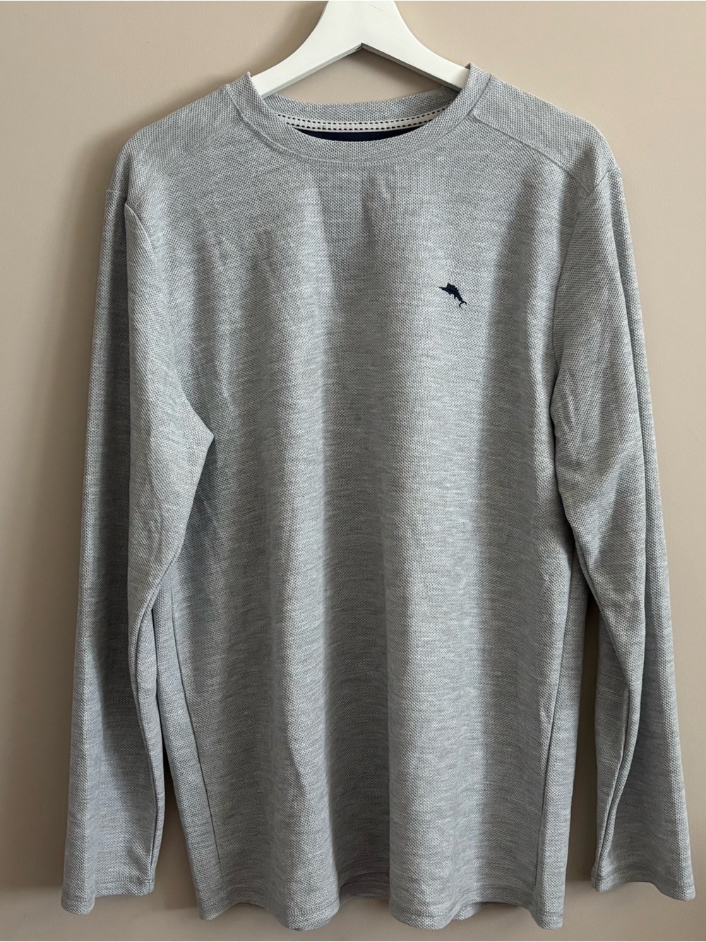 Tommy Bahama Heather Gray Long-Sleeve Crewneck Shirt